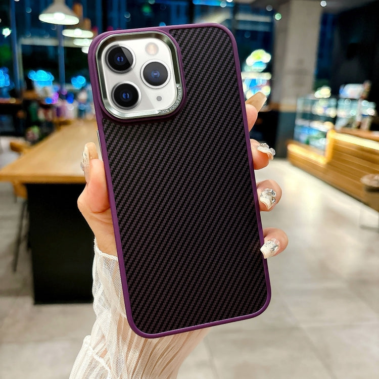 For iPhone 11 Pro Carbon Fiber Texture MagSafe Magnetic Shockproof Phone Case(Purple) - iPhone 11 Pro Cases by buy2fix | Online Shopping UK | buy2fix