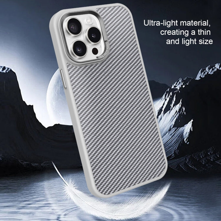 For iPhone 15 Pro Max Carbon Fiber Texture MagSafe Magnetic Shockproof Phone Case(Grey) - iPhone 15 Pro Max Cases by buy2fix | Online Shopping UK | buy2fix