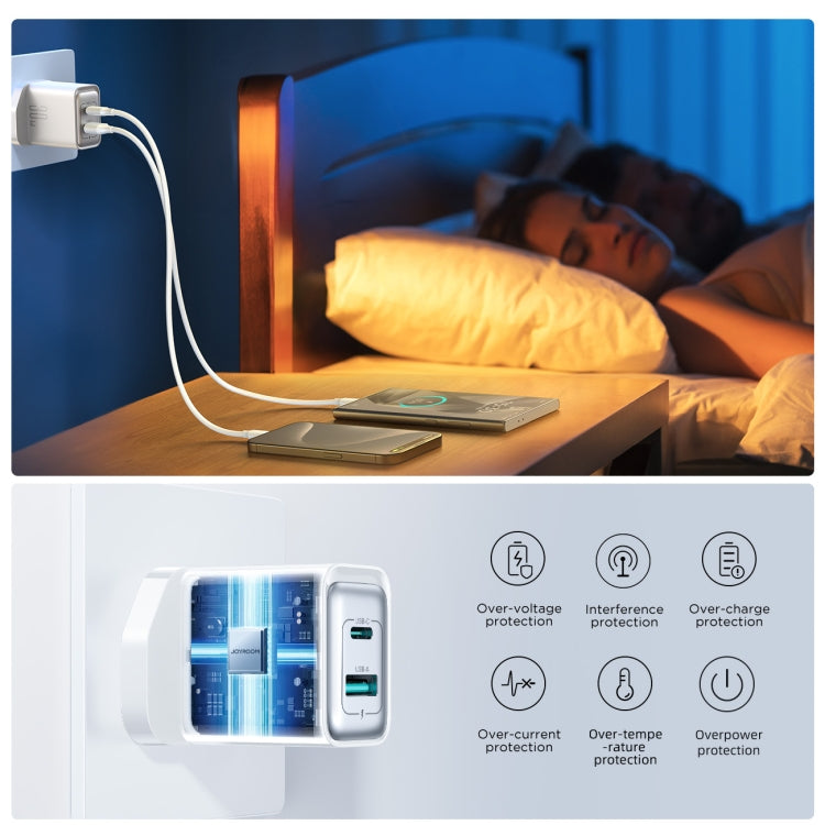 JOYROOM JR-TCF15 30W USB+USB-C / Type-C Fast Charger, Specification:UK Plug(White) - USB Charger by JOYROOM | Online Shopping UK | buy2fix