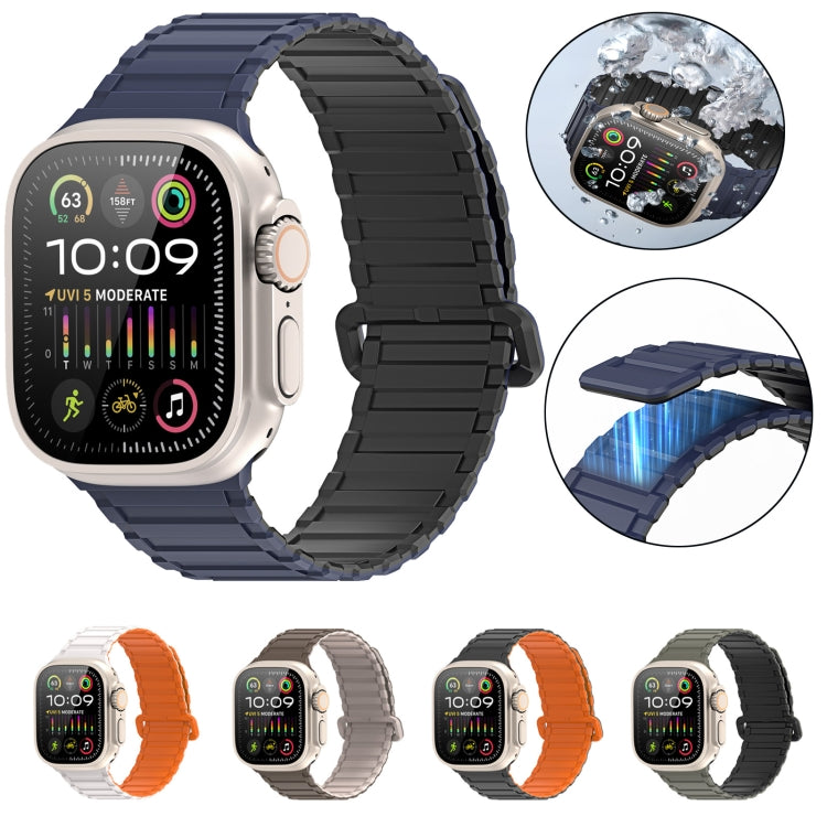 For Apple Watch Series 10 46mm DUX DUCIS KJ Series Magnetic Buckle Silicone Watch Band(Black Orange) - Watch Bands by DUX DUCIS | Online Shopping UK | buy2fix