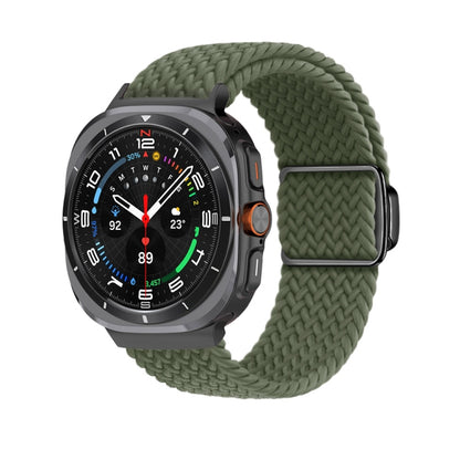 For Samsung Galaxy Watch Ultra 47mm Nylon Loop Magnetic Buckle Watch Band(Dark Olive) - Watch Bands by buy2fix | Online Shopping UK | buy2fix