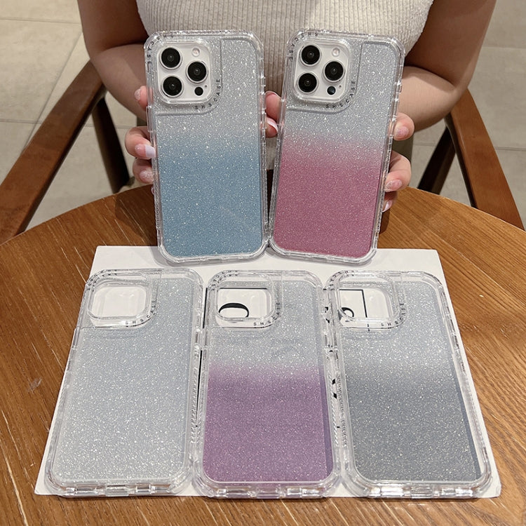 For iPhone 16 Pro Max TPU + PC + Glitter Paper Full Coverage Phone Case(Silver) - iPhone 16 Pro Max Cases by buy2fix | Online Shopping UK | buy2fix