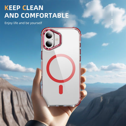 For iPhone 16 Rainbow Series Transparent MagSafe Lens Holder Phone Case(Red) - iPhone 16 Cases by buy2fix | Online Shopping UK | buy2fix