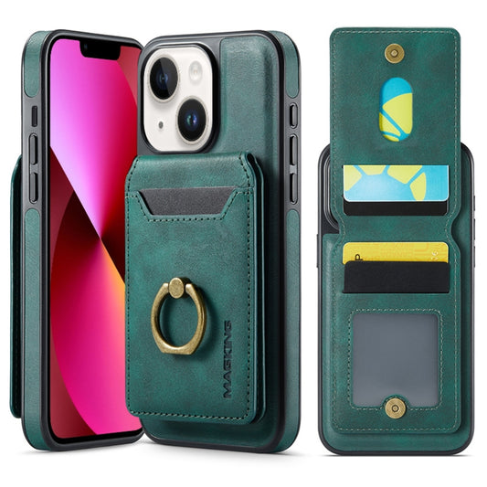 For iPhone 13 DG.MING K1 MagSafe Detachable Wallet RFID Back Cover Phone Case(Green) - iPhone 13 Cases by DG.MING | Online Shopping UK | buy2fix