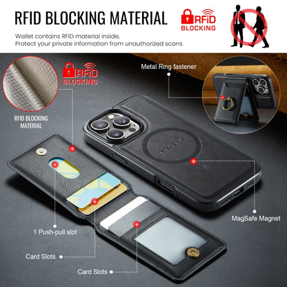 For iPhone 16 Pro DG.MING K1 MagSafe Detachable Wallet RFID Back Cover Phone Case(Black) - iPhone 16 Pro Cases by DG.MING | Online Shopping UK | buy2fix