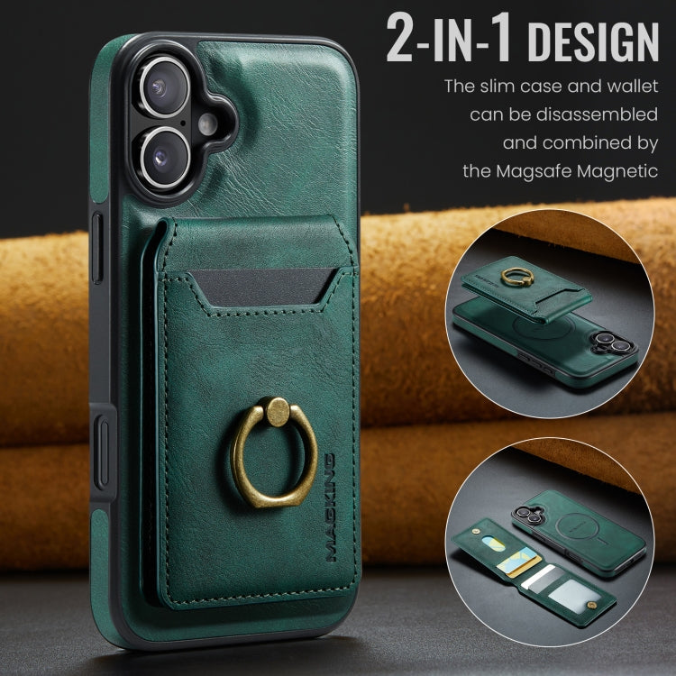 For iPhone 16 Plus DG.MING K1 MagSafe Detachable Wallet RFID Back Cover Phone Case(Green) - iPhone 16 Plus Cases by DG.MING | Online Shopping UK | buy2fix