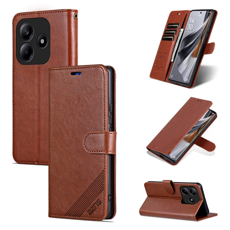 For Redmi Note 14 5G AZNS Sheepskin Texture Flip Leather Phone Case(Brown) - Note 14 Cases by AZNS | Online Shopping UK | buy2fix