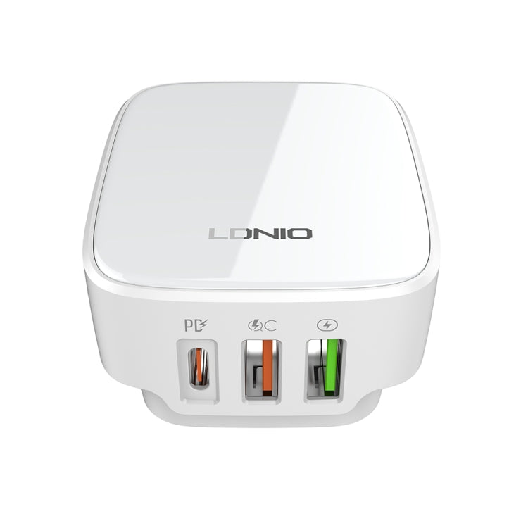 LDNIO Q334 32W Type-C + Dual USB Port Charger with 1m 8 Pin Data Cable, Plug Type:US Plug(White) - USB Charger by LDNIO | Online Shopping UK | buy2fix