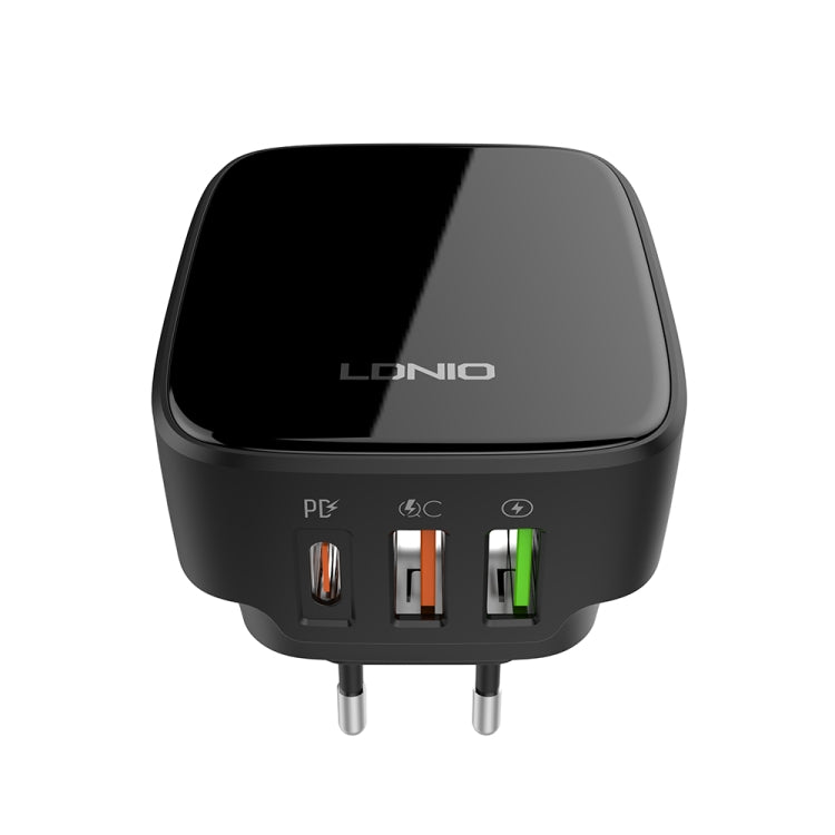 LDNIO Q334 32W Type-C + Dual USB Port Charger with 1m USB-C / Type-C Data Cable, Plug Type:EU Plug(Black) - USB Charger by LDNIO | Online Shopping UK | buy2fix