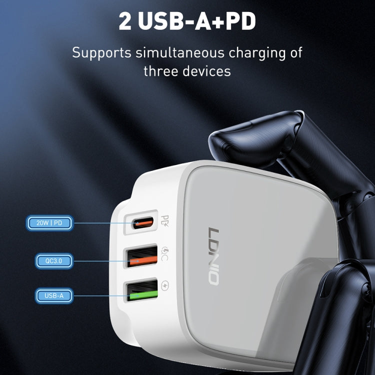 LDNIO Q334 32W Type-C + Dual USB Port Charger with 1m USB-C / Type-C Data Cable, Plug Type:EU Plug(Black) - USB Charger by LDNIO | Online Shopping UK | buy2fix