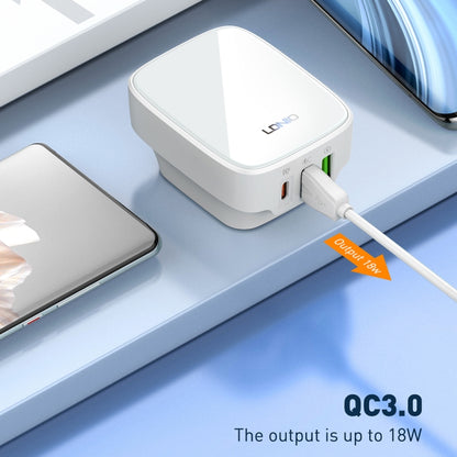 LDNIO Q334 32W Type-C + Dual USB Port Charger with 1m USB-C / Type-C to USB-C / Type-C Data Cable, Plug Type:UK Plug(White) - USB Charger by LDNIO | Online Shopping UK | buy2fix