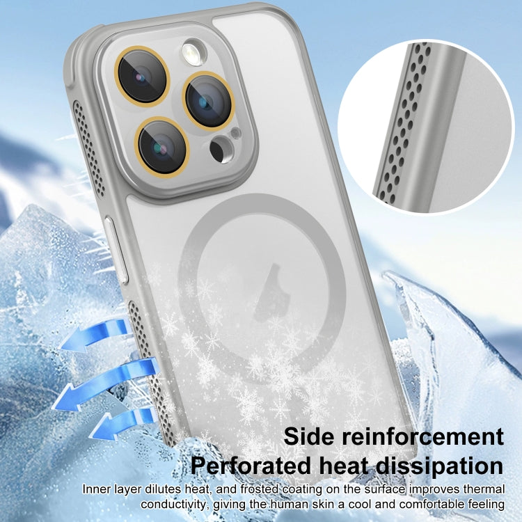 For iPhone 15 Side Cooling Skin Feel Frosted MagSafe Magnetic Phone Case(Grey) - iPhone 15 Cases by buy2fix | Online Shopping UK | buy2fix