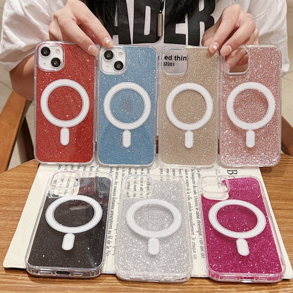 For iPhone 16 Pro Max Acrylic Transparent Glitter MagSafe Phone Case(Silver) - iPhone 16 Pro Max Cases by buy2fix | Online Shopping UK | buy2fix