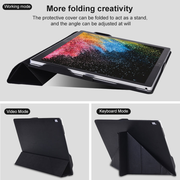 For Microsoft Surface Book 13.5 inch i7 Deformation All-inclusive Leather Laptop Case(Black) - Screen & Keyboard Cover by buy2fix | Online Shopping UK | buy2fix