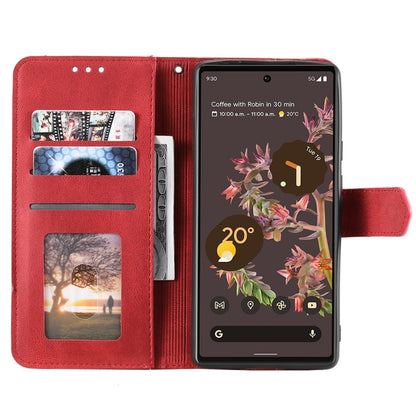 For Google Pixel 9 / 9 Pro Nail Skin Feel Stitching Calf Texture Leather Phone Case(Red) - Google Cases by buy2fix | Online Shopping UK | buy2fix