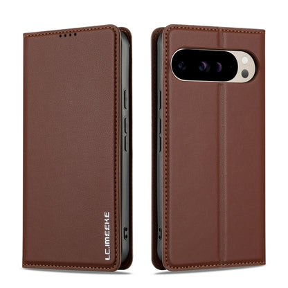 For Google Pixel 9 Pro / 9 LC.IMEEKE L1 Series Frosted Fine Texture PU Phone Case(Brown) - Google Cases by LC.IMEEKE | Online Shopping UK | buy2fix