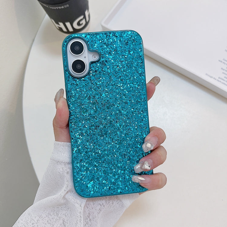 For iPhone 16 Glitter Powder Shockproof TPU Phone Case(Blue) - iPhone 16 Cases by buy2fix | Online Shopping UK | buy2fix