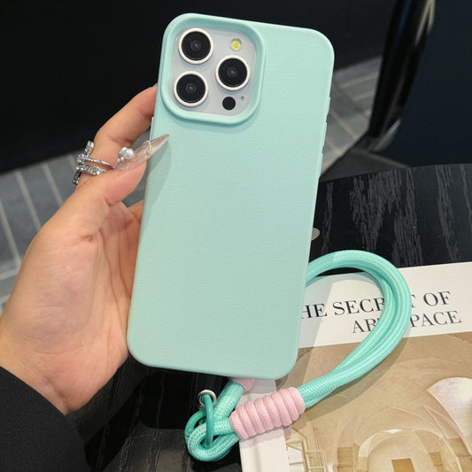 For iPhone 16 Pro Max Leather Texture TPU Full Coverage Phone Case with Lanyard(Green) - iPhone 16 Pro Max Cases by buy2fix | Online Shopping UK | buy2fix