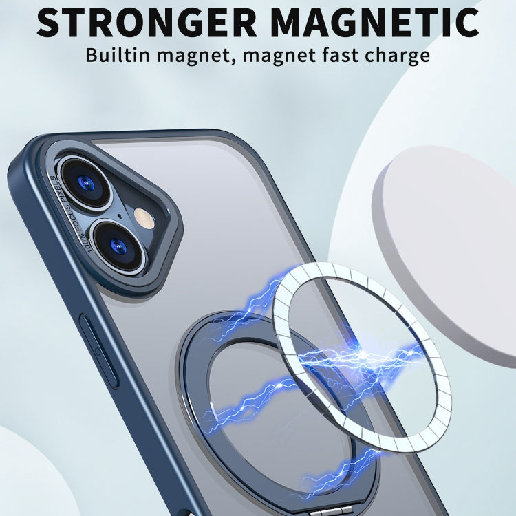 For iPhone 16 Plus Wing Series MagSafe Magnetic Ring Holder Phone Case(Blue) - iPhone 16 Plus Cases by buy2fix | Online Shopping UK | buy2fix