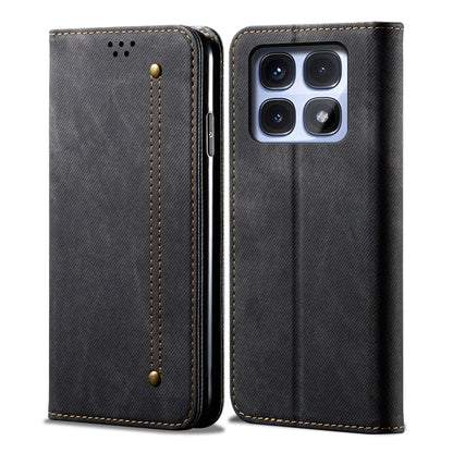 For Redmi K70 Ultra 5G Denim Texture Casual Style Horizontal Flip Leather Case(Black) - Xiaomi Cases by buy2fix | Online Shopping UK | buy2fix