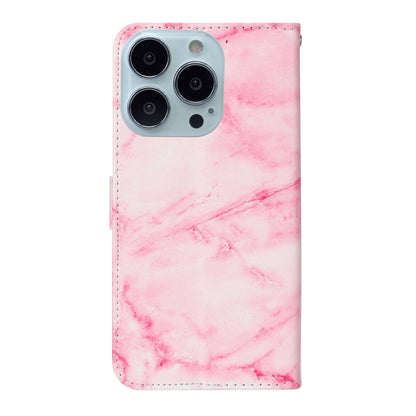 For iPhone 16 Pro Max Colored Drawing Marble Pattern Leather Phone Case(Pink Marble) - iPhone 16 Pro Max Cases by buy2fix | Online Shopping UK | buy2fix