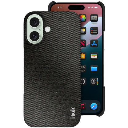 For iPhone 16 imak Ruiyi Series Cloth Texture PU + PC Phone Case(Black) - iPhone 16 Cases by imak | Online Shopping UK | buy2fix