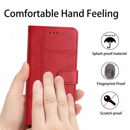 For iPhone 16 Pro Cowhide Texture Stitching Leather Phone Case(Red) - iPhone 16 Pro Cases by buy2fix | Online Shopping UK | buy2fix