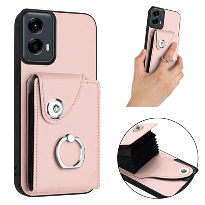 For Motorola Moto G 5G 2024 Organ Card Bag Ring Holder Phone Case(Pink) - Motorola Cases by buy2fix | Online Shopping UK | buy2fix