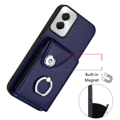 For Motorola Moto G Power 2024 5G Organ Card Bag Ring Holder Phone Case(Blue) - Motorola Cases by buy2fix | Online Shopping UK | buy2fix