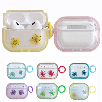 For AirPods 3 Glitter Snowflake Epoxy Dried Flowers Earbuds Box TPU Case(Light Blue) - For AirPods 3 by buy2fix | Online Shopping UK | buy2fix