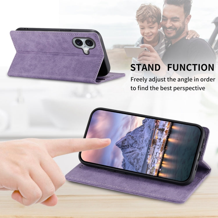 For iPhone 16 Business Solid Color Magnetic RFID Leather Phone Case(Purple) - iPhone 16 Cases by buy2fix | Online Shopping UK | buy2fix