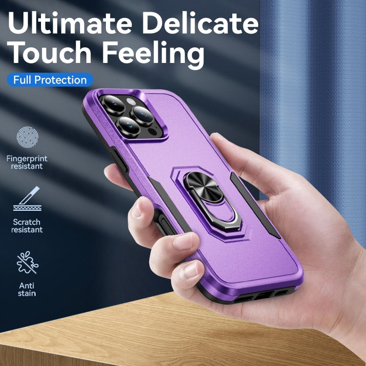 For iPhone 16 Pro Max Pioneer Armor Heavy Duty PC + TPU Phone Case with Holder(Purple+Black) - iPhone 16 Pro Max Cases by buy2fix | Online Shopping UK | buy2fix