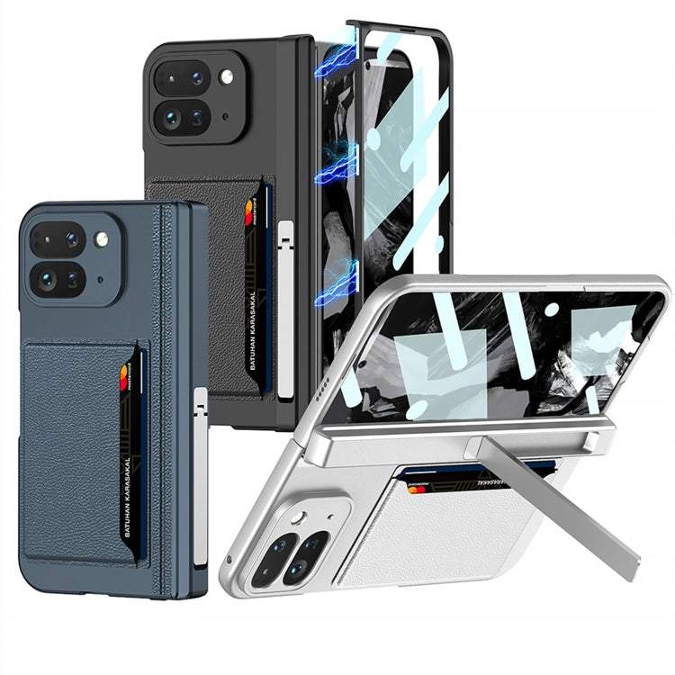 For Google Pixel 9 Pro Fold GKK Integrated Fold Hinge Card Slot Phone Case with Holder(Carbon Fiber) - Google Cases by GKK | Online Shopping UK | buy2fix