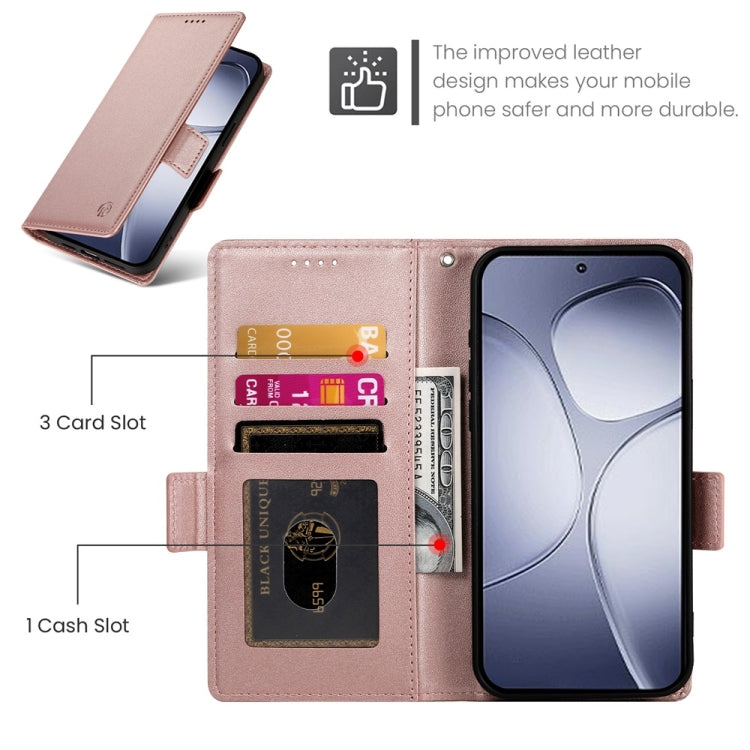 For Redmi K70 Ultra Side Buckle Magnetic Frosted Leather Phone Case(Rose Gold) - Xiaomi Cases by buy2fix | Online Shopping UK | buy2fix