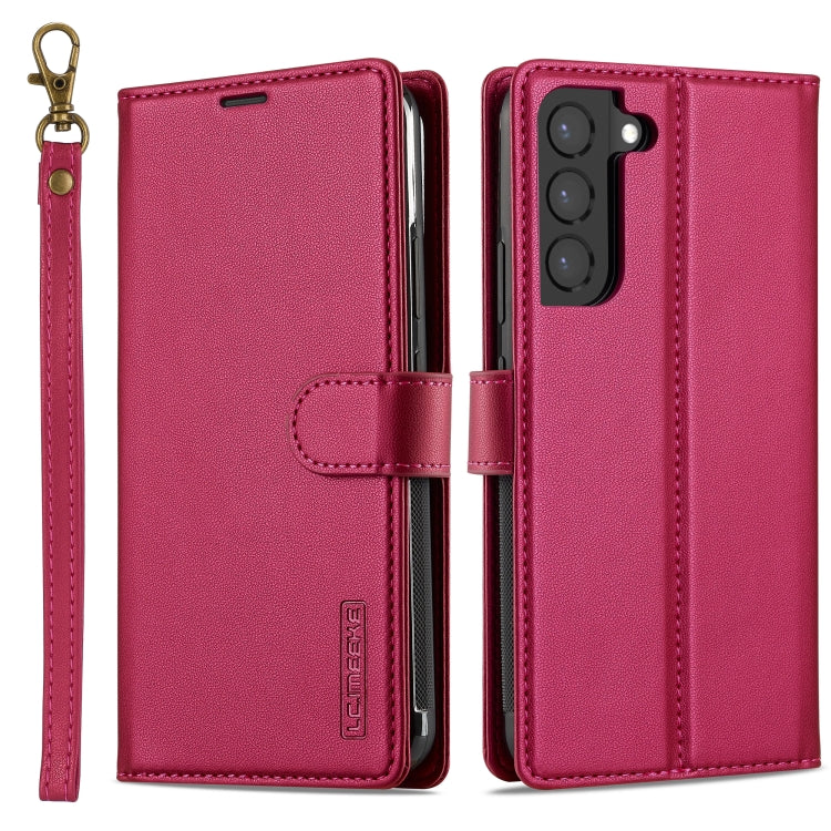 For Samsung Galaxy S22+ 5G LC.IMEEKE L2 Series Detachable Magsafe PU Phone Case with Lanyard(Red) - Galaxy S22+ 5G Cases by LC.IMEEKE | Online Shopping UK | buy2fix