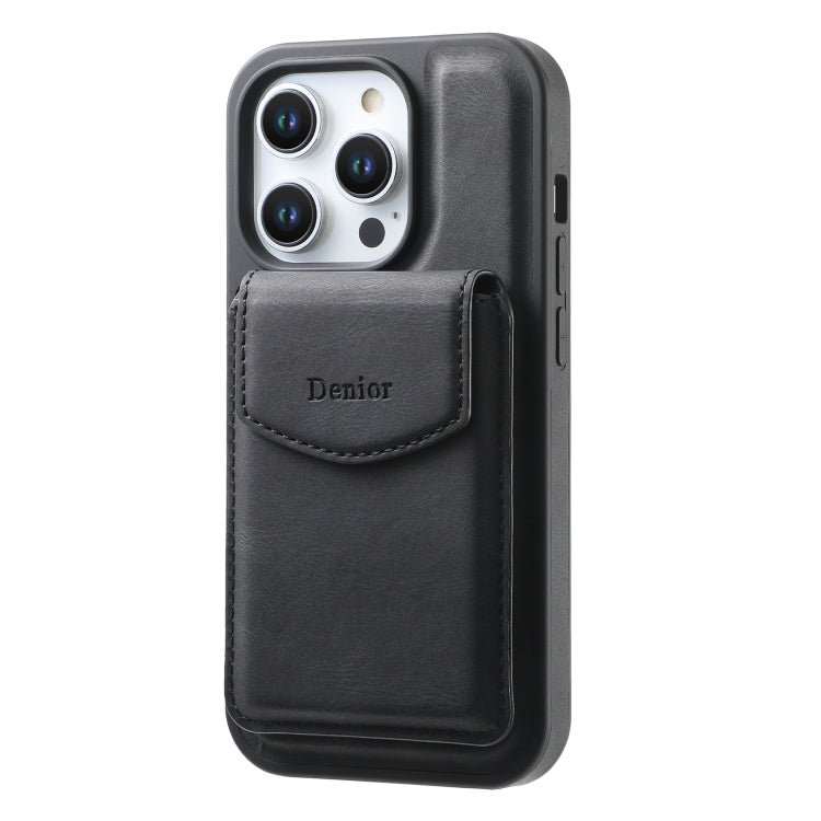 For iPhone 16 Plus Denior D20 Skin Feel MagSafe Holder Detachable Card Slot Phone Case(Black) - iPhone 16 Plus Cases by Denior | Online Shopping UK | buy2fix