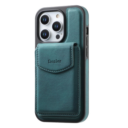 For iPhone 16 Denior D20 Skin Feel MagSafe Holder Detachable Card Slot Phone Case(Blue) - iPhone 16 Cases by Denior | Online Shopping UK | buy2fix