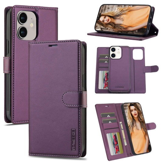 For iPhone 11 LC.IMEEKE L2 Series Detachable Magsafe PU Phone Case with Lanyard(Purple) - iPhone 11 Cases by LC.IMEEKE | Online Shopping UK | buy2fix