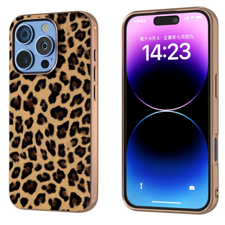 For iPhone 16 Pro Max Nano Plating Leopard Print Phone Case(Gold) - iPhone 16 Pro Max Cases by buy2fix | Online Shopping UK | buy2fix