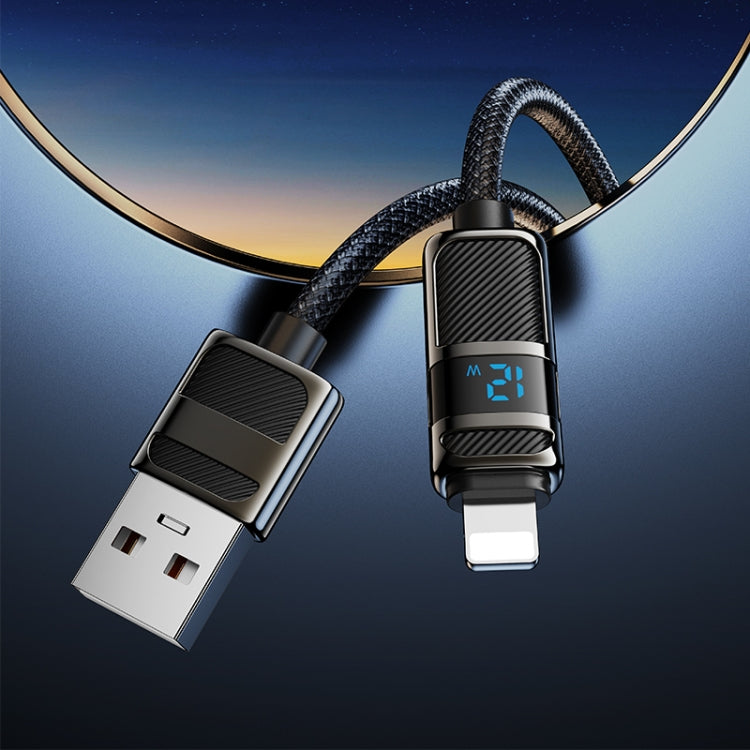 hoco U137 USB to 8 Pin Line 2.4A Charging Data Cable with Display, Length:1.2m(Black) - Normal Style Cable by hoco | Online Shopping UK | buy2fix