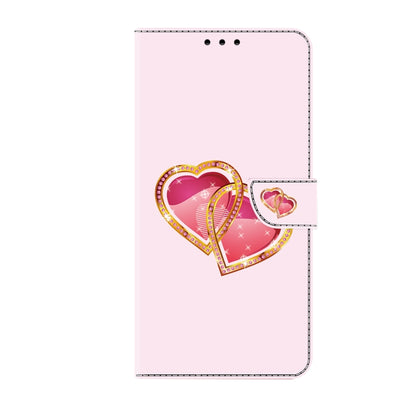 For iPhone 16 Pro Max Crystal Painted Leather Phone case(Love Peach) - iPhone 16 Pro Max Cases by buy2fix | Online Shopping UK | buy2fix