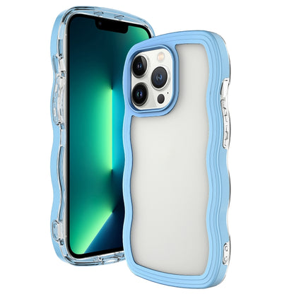 For iPhone 16 Pro Candy Color Wave TPU Clear PC Phone Case(Blue) - iPhone 16 Pro Cases by buy2fix | Online Shopping UK | buy2fix