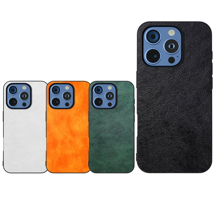 For iPhone 16 Pro Max Dual Color Lichi Texture PU Phone Case(Orange) - iPhone 16 Pro Max Cases by buy2fix | Online Shopping UK | buy2fix