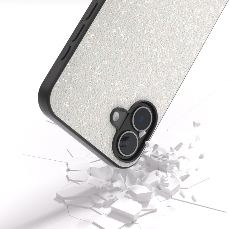 For iPhone 16 Black Frame Colorful Glitter Phone Case(White) - iPhone 16 Cases by buy2fix | Online Shopping UK | buy2fix