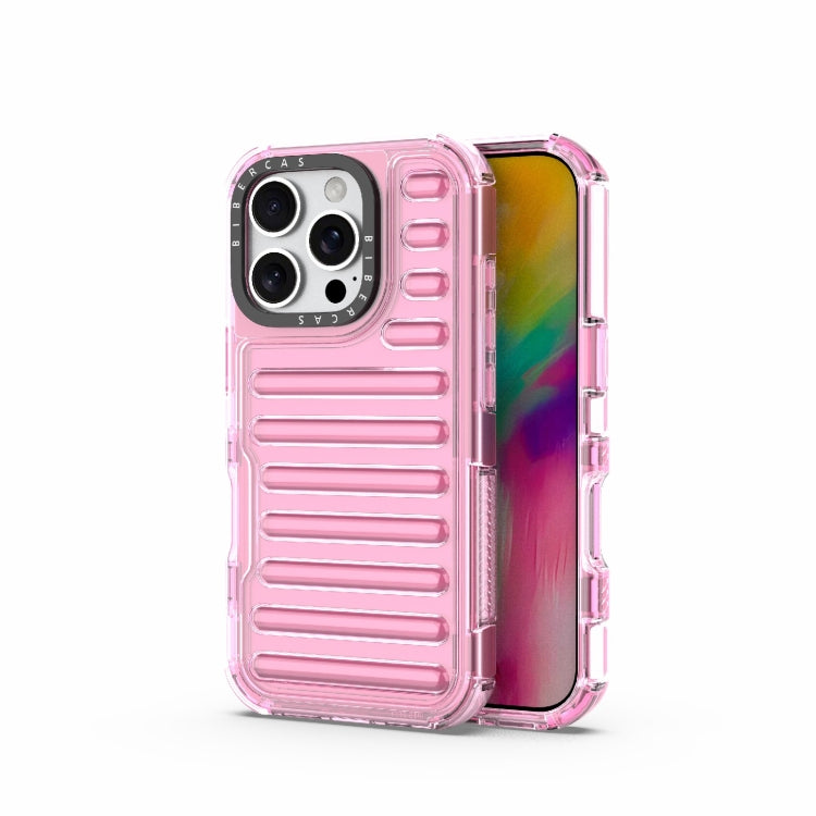 For iPhone 16 Pro High Transparency TPU Hybrid PC Airbag Phone Case(Pink) - iPhone 16 Pro Cases by buy2fix | Online Shopping UK | buy2fix