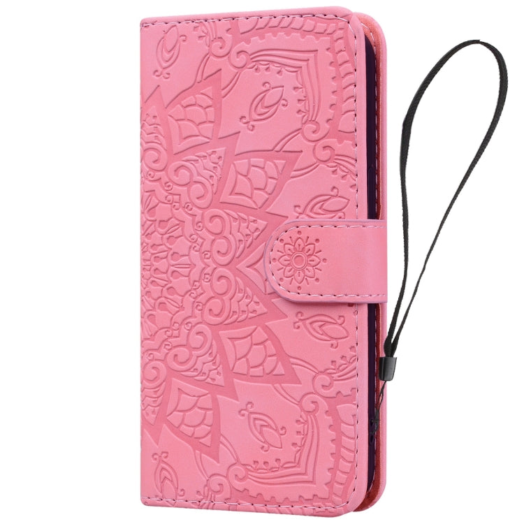 For Google Pixel 9 / 9 Pro Mandala Embossed Dual-Fold Calf Leather Phone Case(Pink) - Google Cases by buy2fix | Online Shopping UK | buy2fix