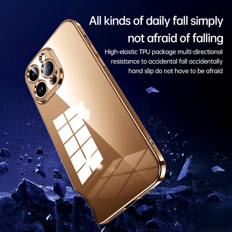 For iPhone 16 Pro Max SULADA Shine Through Series Plating TPU Transparent Phone Case(Gold) - iPhone 16 Pro Max Cases by SULADA | Online Shopping UK | buy2fix