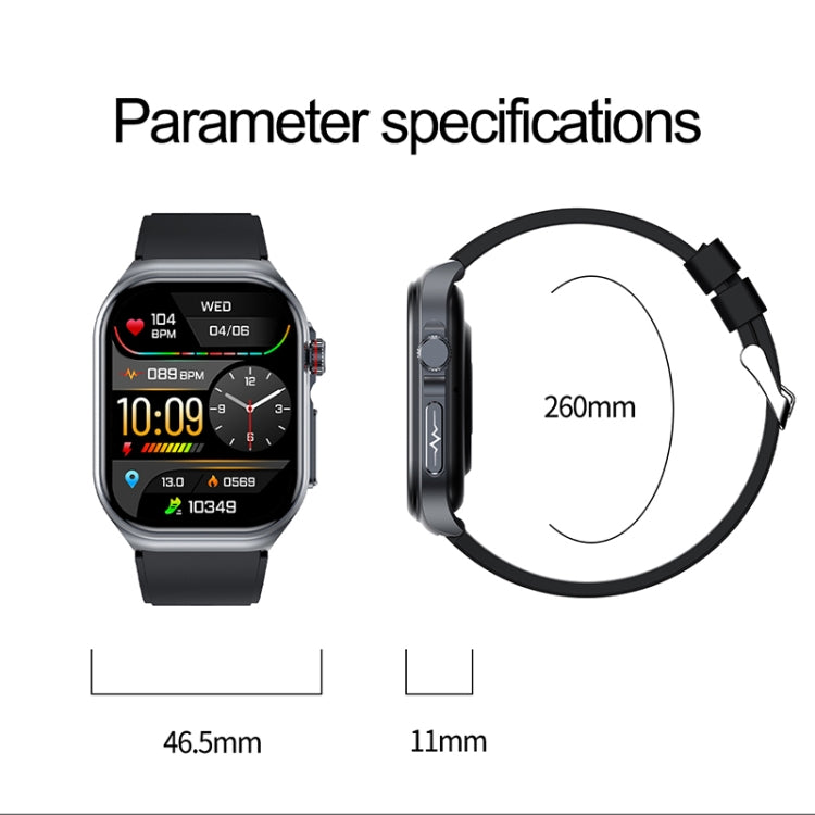 ET585 2.04 inch Steel Strap IP68 Waterproof Smart Watch, Support ECG / Blood Composition Measurement(Black) - Smart Watches by buy2fix | Online Shopping UK | buy2fix