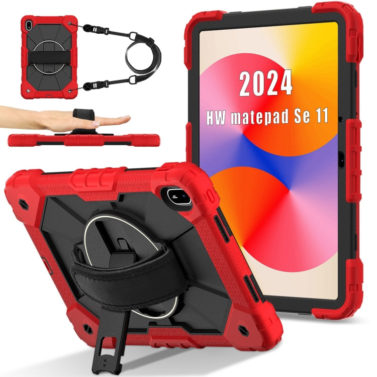 For Huawei MatePad SE 11 2024 Contrast Color Robot Silicone Hybrid PC Tablet Case(Red Black) - Huawei by buy2fix | Online Shopping UK | buy2fix