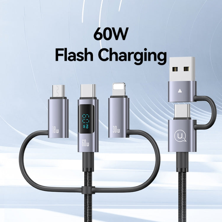 USAMS 60W 6 in 1 Digital Display Fast Charging Cable, Length:2m(Titanium Gray) - Multifunction Cable by USAMS | Online Shopping UK | buy2fix